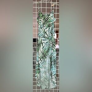 Haute Monde Green and White Leaf Sarong dress